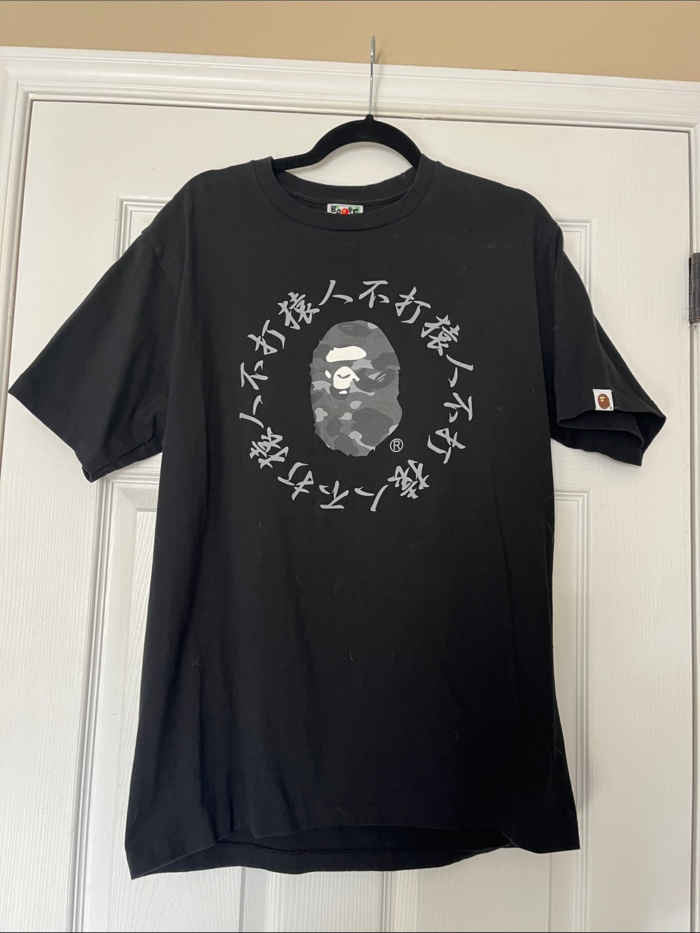 Bape Black Grey Camo Ape Head Short Sleeve Tee